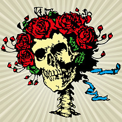 Image showing Skull in roses crown
