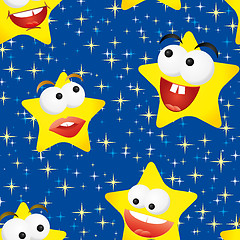 Image showing Funny stars in the night sky, seamless background