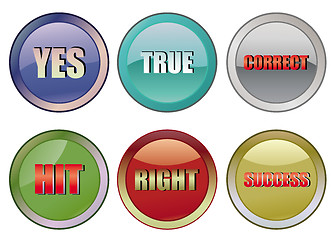 Image showing Set of correct success right buttons icons