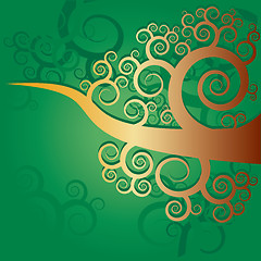 Image showing Green background with gold futuristic tree