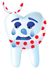 Image showing Tooth-cartoon cry, because he hurts