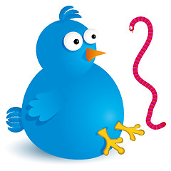 Image showing Fat twitter bird with worm