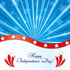 Image showing Background with elements of USA flag with congratulations and fireworks