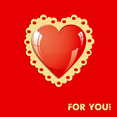 Image showing Valentine card with heart on red background