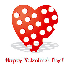 Image showing Valentine card with red holey heart