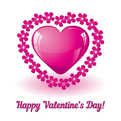 Image showing Valentine card with heart and flowers