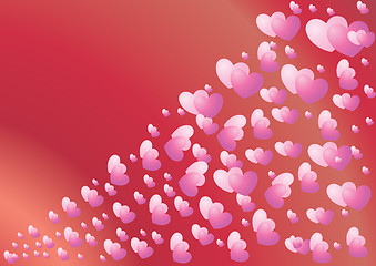 Image showing Valentine red background with pink hearts