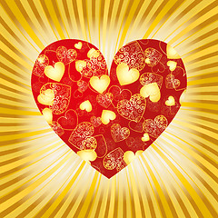 Image showing Valentine background with heart made from hearts