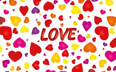 Image showing Valentine background with hearts and 3d love word