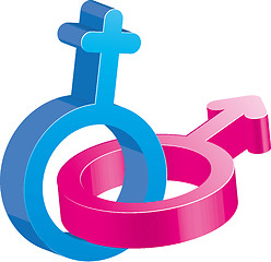 Image showing Two crossed glitter sex signs, male and female symbols