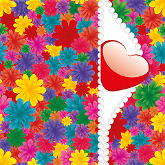 Image showing Valentine background with heart, flowers and pearl