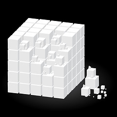 Image showing Group of cubes of white color on black background