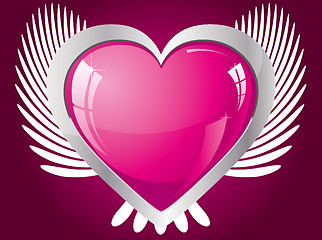 Image showing Winged glitter pink heart