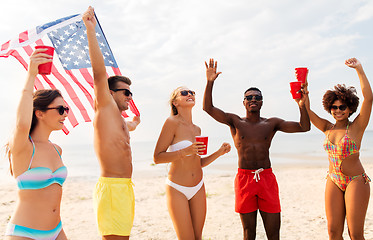 Image showing friends at american independence day beach party