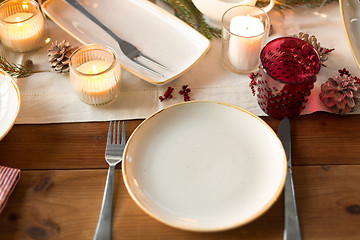 Image showing table served for christmas dinner at home