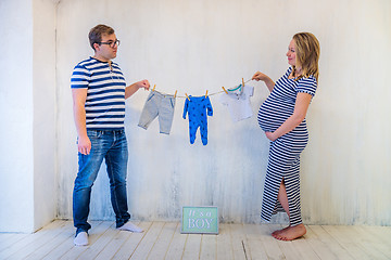 Image showing Young couple: pregnant woman and man