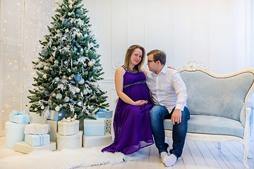 Image showing Family portrait near christmas tree