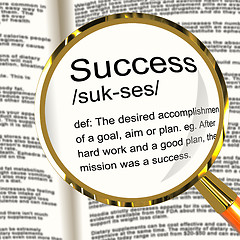 Image showing Success Definition Magnifier Showing Achievements Or Attainment 