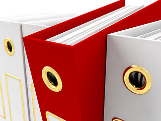 Image showing Red File Amongst White Closeup For Getting The Office Organized