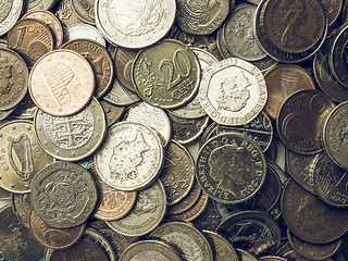 Image showing Vintage Euro and Pounds coins