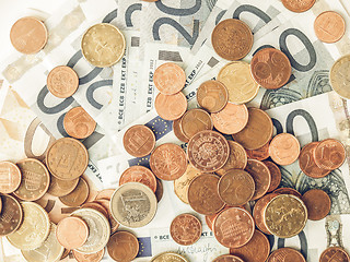 Image showing Vintage Euros coins and notes