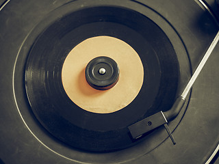 Image showing Vintage looking Vinyl record on turntable