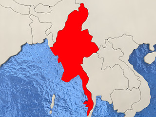 Image showing Myanmar on map