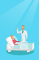 Image showing Doctor visiting a patient vector illustration.