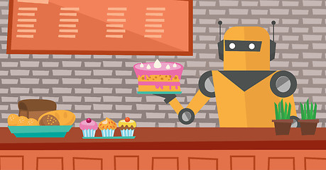 Image showing Robot waiter working at pastry shop.