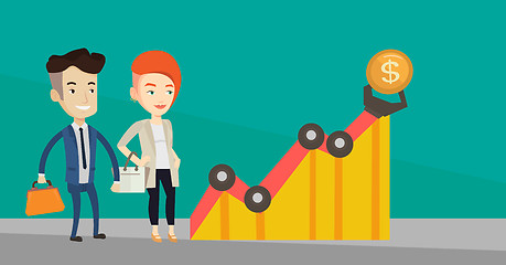 Image showing Business profit chart with robotic arm.