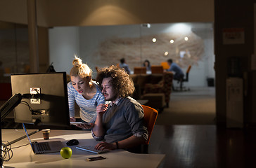 Image showing young designers in the night office