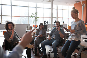 Image showing Young Business Team At A Meeting at modern office building