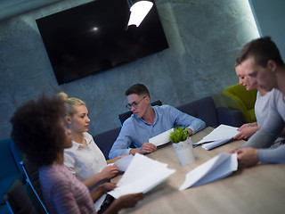 Image showing Multiethnic Business Team At A Meeting at modern office building