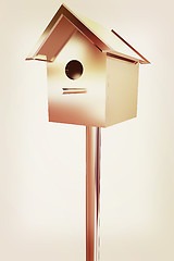 Image showing birdhouse - a metal souvenir. 3d illustration. Vintage style