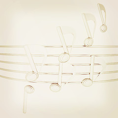 Image showing music notes  background. 3D illustration. Vintage style