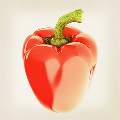 Image showing Red bulgarian pepper. 3d illustration. Vintage style