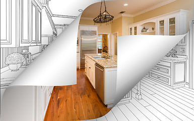 Image showing Kitchen Photo Page Corners Flipping with Drawing Behind