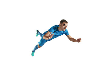 Image showing Professional football soccer player isolated white background