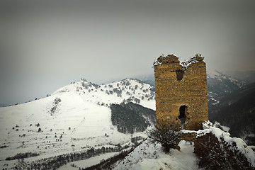 Image showing Coltesti fortress in winter scene