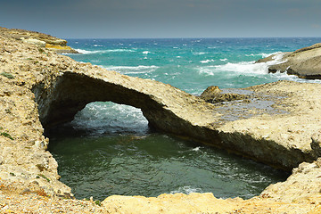 Image showing natural rock bridge in Milos island