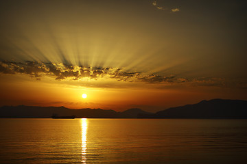 Image showing sunset in Milos island