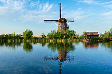 Image showing Windmills at Kinderdijk in Holland. Netherlands