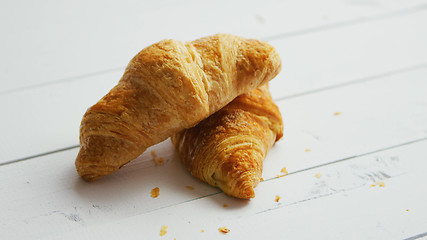 Image showing Fresh croissants on table