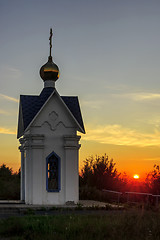 Image showing Old small chapel at sundown