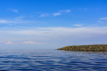 Image showing Lake and sky nature background on simple and pure landscape