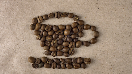 Image showing Cup shape of natural roasted coffee beans