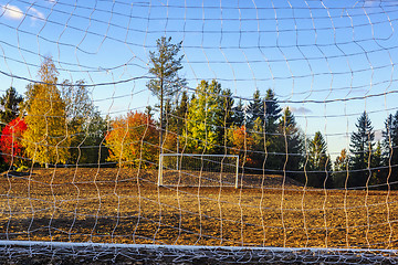 Image showing Yard area for playing football in autumn