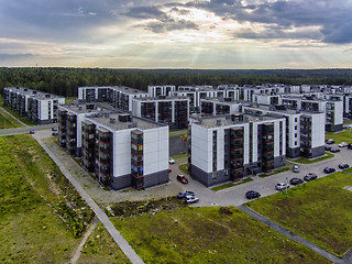 Image showing Modern ecological district of apartment buildings in city