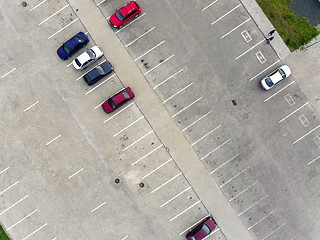 Image showing Car parking aerial view