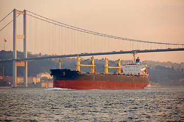 Image showing A cargo ship in the Bosphorus, Istanbul, Turkey.